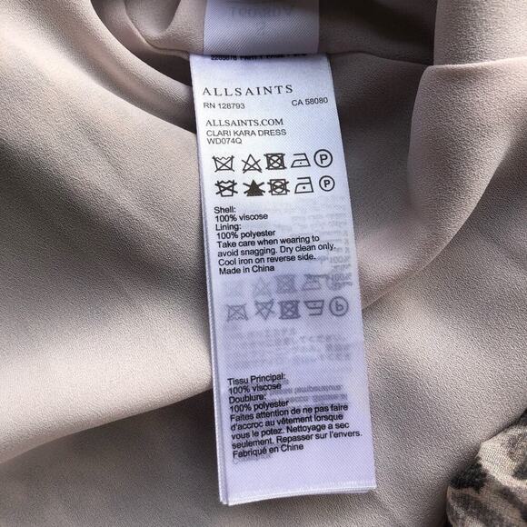 All Saints Clari Kara Dress Animal Print Asymmetric Lightweight Size Small - Picture 6 of 6